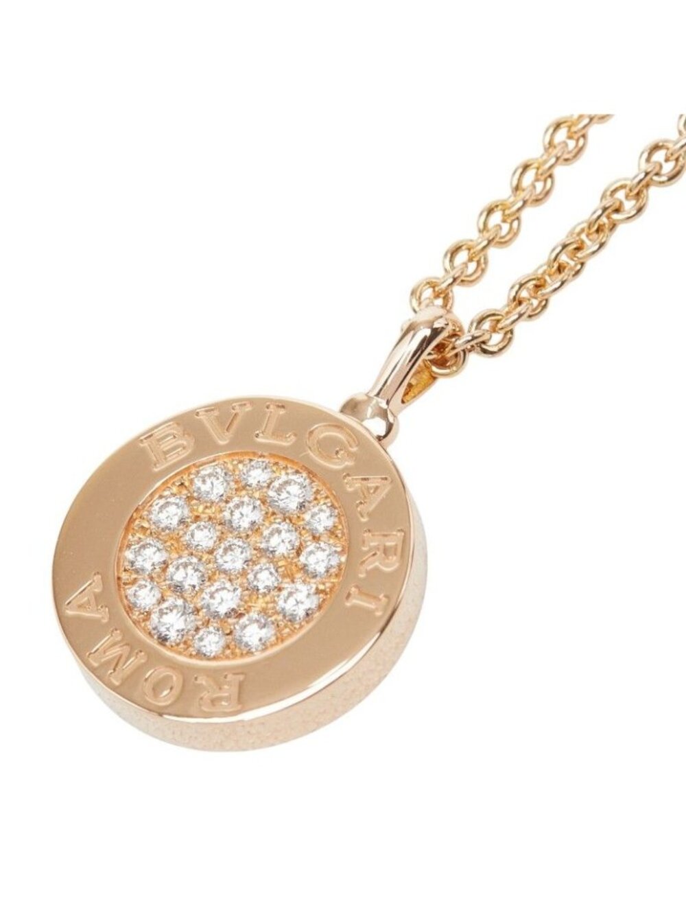 Bvlgari 18k Pink Gold Diamond Chain Pendant